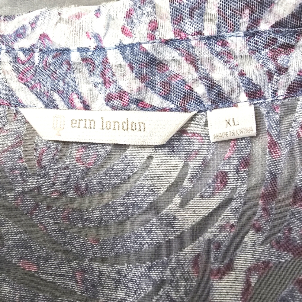 2/$30 Erin London Lightweight Womens Button Down Shirt Size XL Summer Blazer - Picture 13 of 16